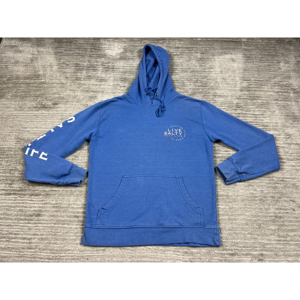 Salt Life Hoodie Unisex Small Blue Live Salty Crab Graphic Coastal Pullover